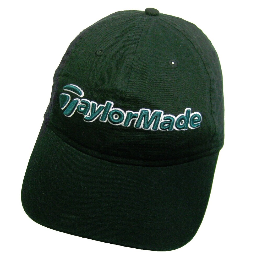 TAYLORMADE Men's Black Baseball Cap Embroidered Golf Hat Adjustable 100% Cotton